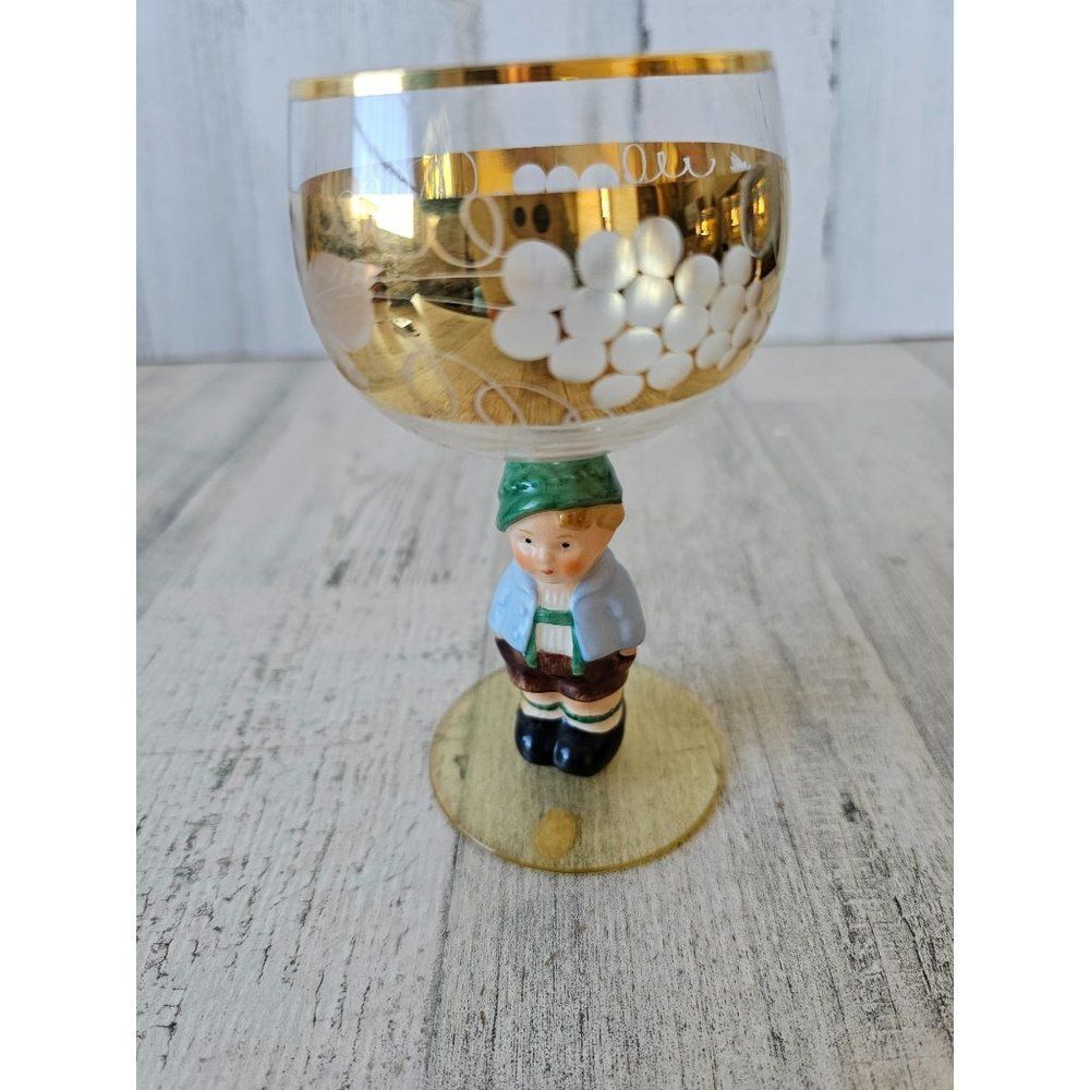 Goebel boy goblet‎ glass cup vintage